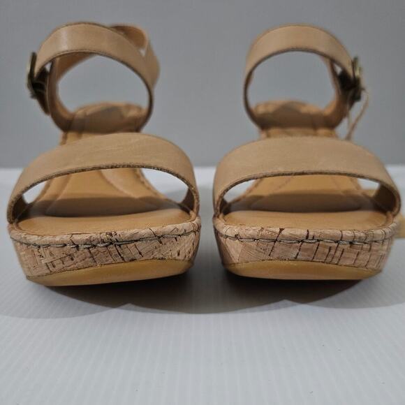 NEW Born Lenore Sandal Womens Size 10 Natural Tan Leather Wedge Platform - Picture 6 of 14